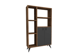 Houten boekenkast "Meldan" - 80 x 25 x 135 cm - Licht notenhout, Antraciet
