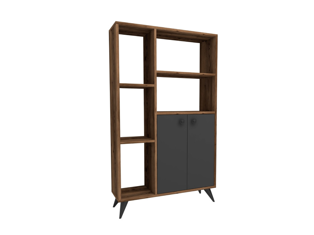 Houten boekenkast "Meldan" - 80 x 25 x 135 cm - Licht notenhout, Antraciet