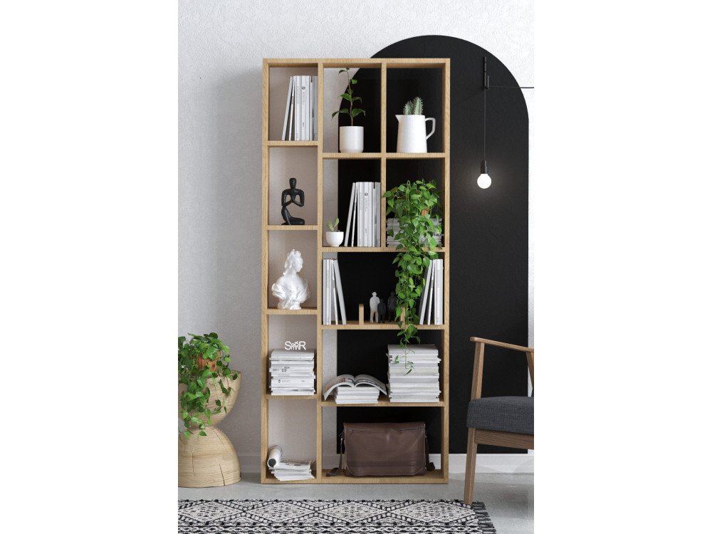 Houten boekenkast "Demios" - 75 x 18 x 170 cm - Saffier Eik