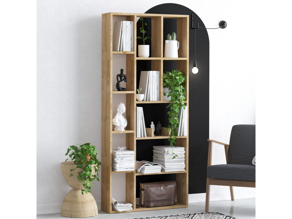 Houten boekenkast "Demios" - 75 x 18 x 170 cm - Saffier Eik
