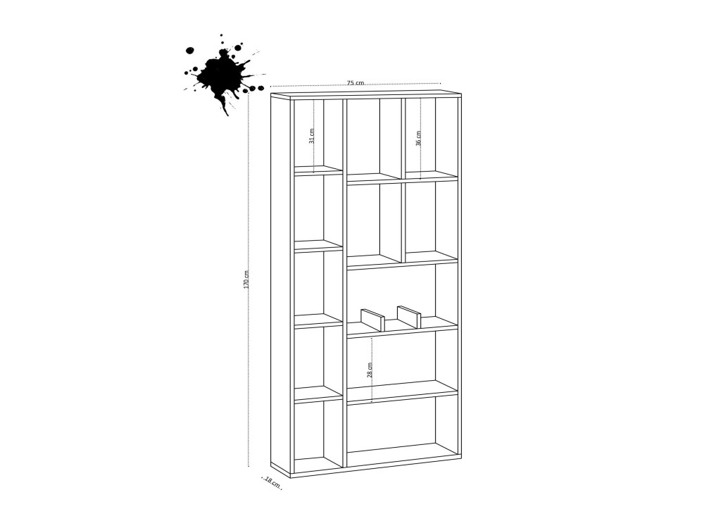 Houten boekenkast "Demios" - 75 x 18 x 170 cm - Saffier Eik