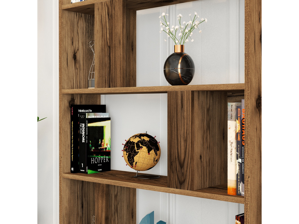 Houten boekenkast "Lima" - 90 x 20 x 180 cm - Notelaar