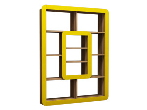 Houten boekenkast "Orkide" - 108 x 21 x 140 cm - Notelaar, Geel