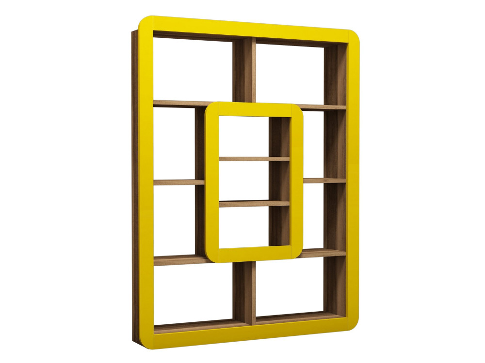 Houten boekenkast "Orkide" - 108 x 21 x 140 cm - Notelaar, Geel