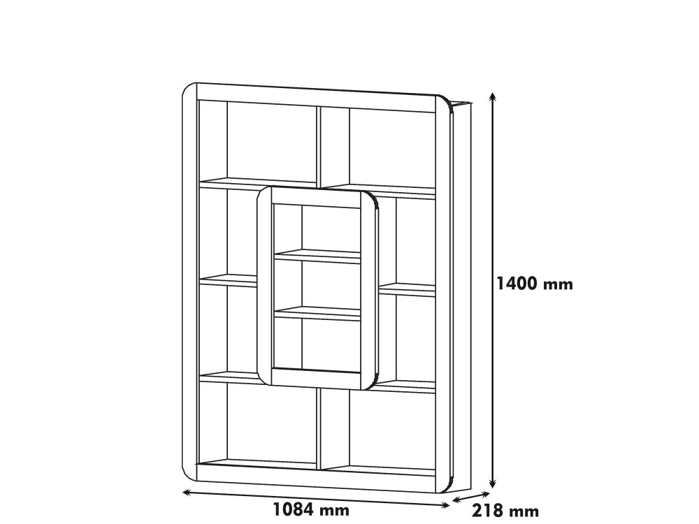 Houten boekenkast "Orkide" - 108 x 21 x 140 cm - Notelaar, Geel