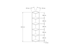 Houten boekenkast "Ravella" - 25 x 25 x 160 cm - Wit