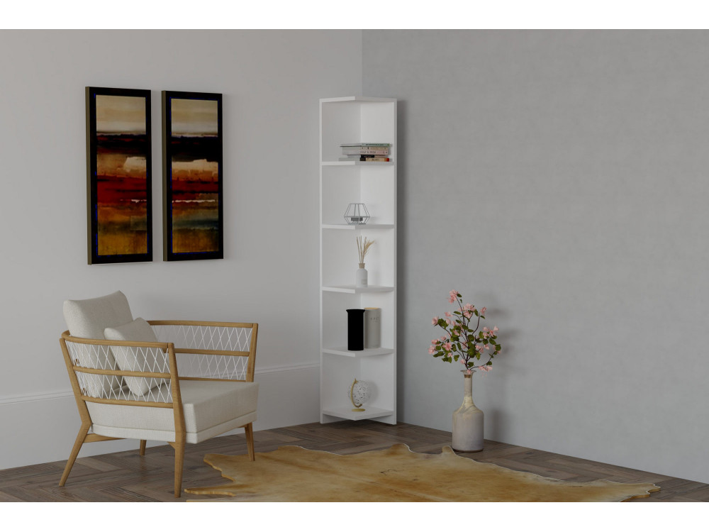 Houten boekenkast "Ravella" - 25 x 25 x 160 cm - Wit