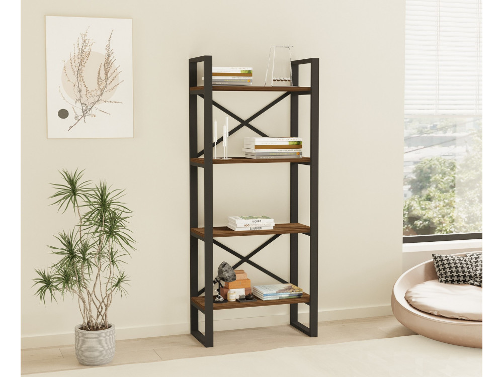 Houten boekenkast "Alaro" - 66 x 32 x 150 cm - Notelaar