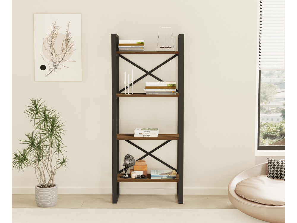 Houten boekenkast "Alaro" - 66 x 32 x 150 cm - Notelaar