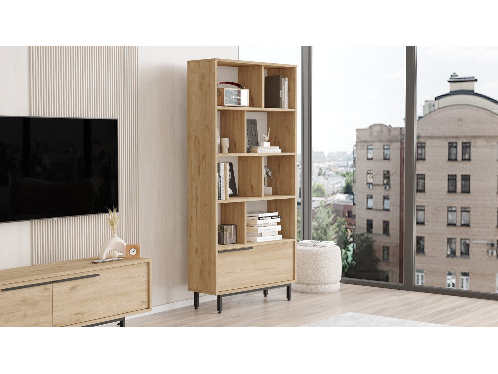 Houten boekenkast "Calvin" 83,9 x 29,5 x 175,6 cm - Notelaar