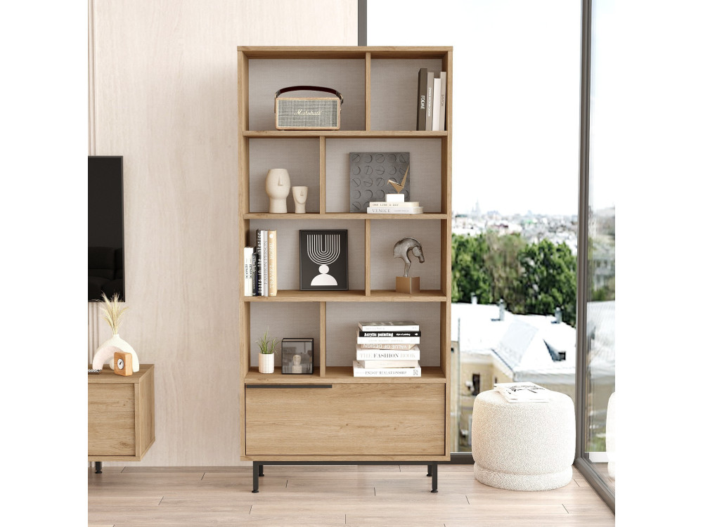 Houten boekenkast "Calvin" 83,9 x 29,5 x 175,6 cm - Notelaar