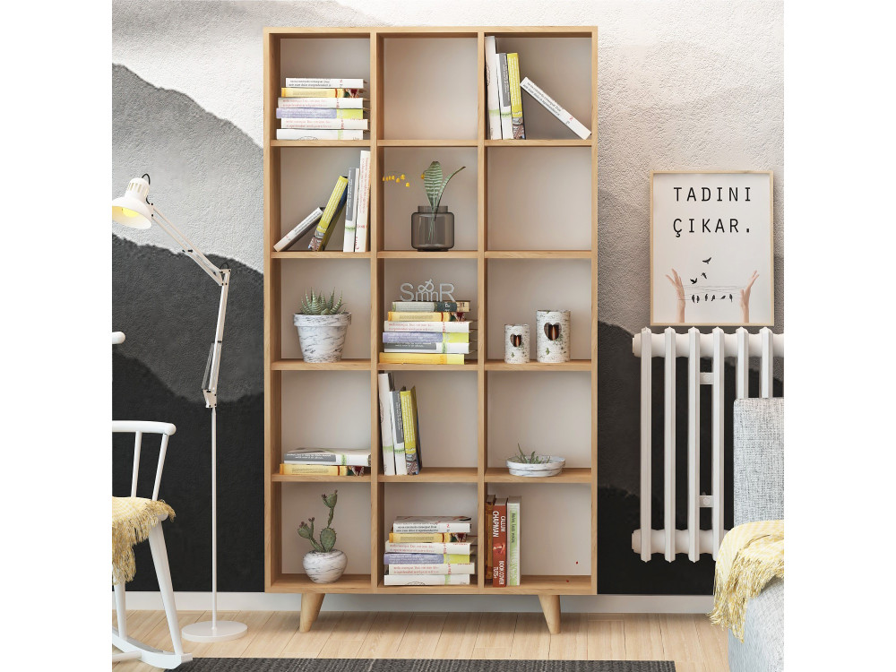 Houten boekenkast "Zipa" 100 x 25 x 184 cm - Eik