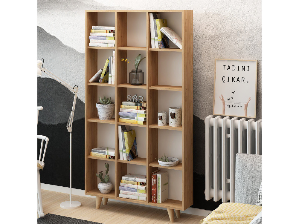 Houten boekenkast "Zipa" 100 x 25 x 184 cm - Eik