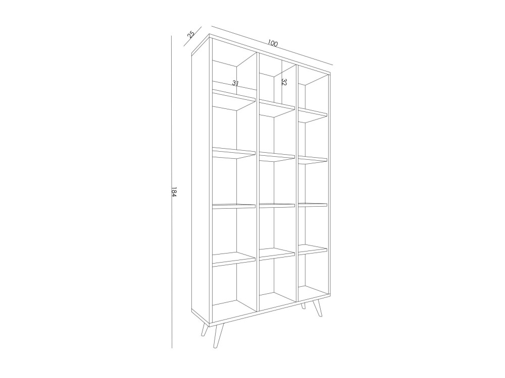 Houten boekenkast "Zipa" 100 x 25 x 184 cm - Eik