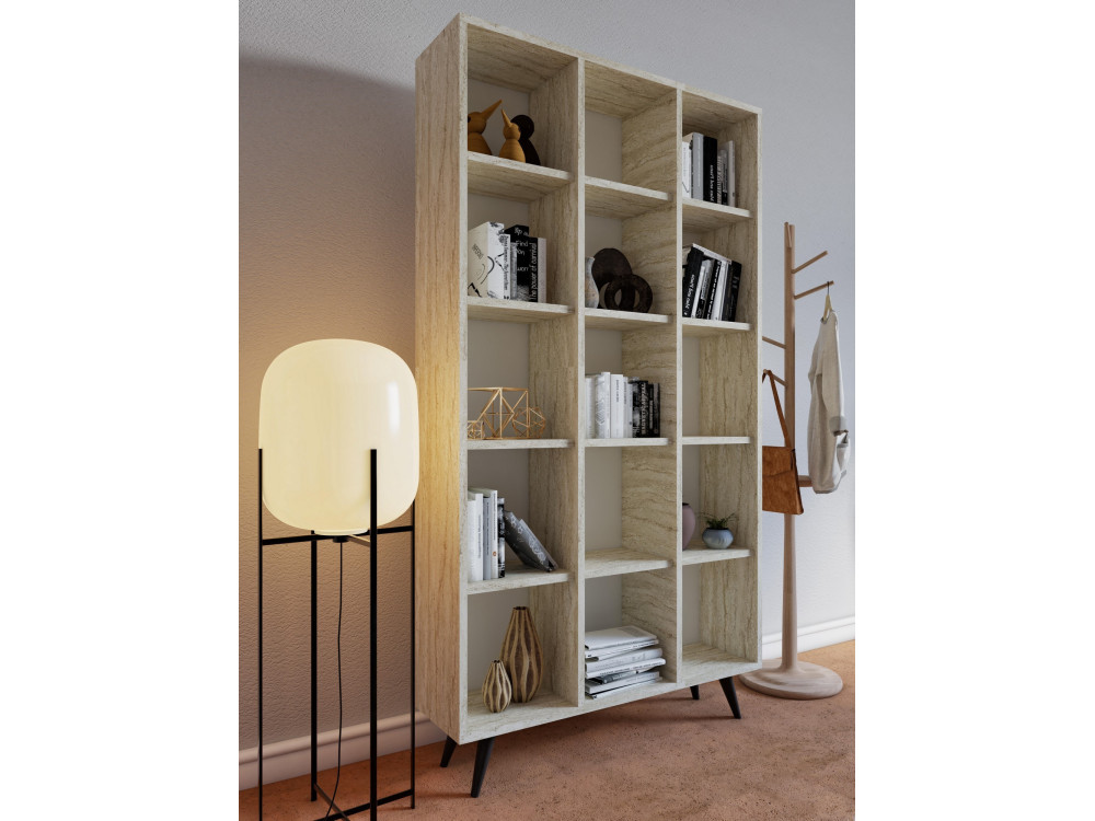 Houten boekenkast "Zipa" 100 x 25 x 184 cm - Travertin
