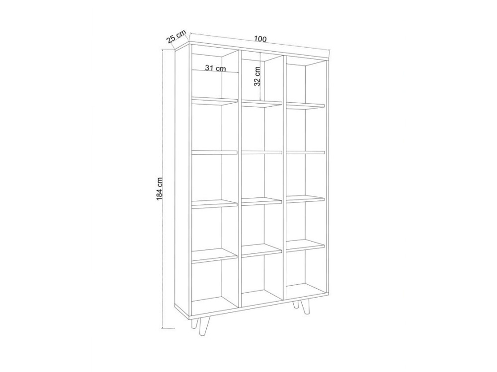 Houten boekenkast "Zipa" 100 x 25 x 184 cm - Travertin
