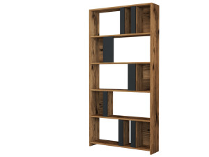 Houten boekenkast "Lima" 90 x 20 x 180 cm - Notelaar