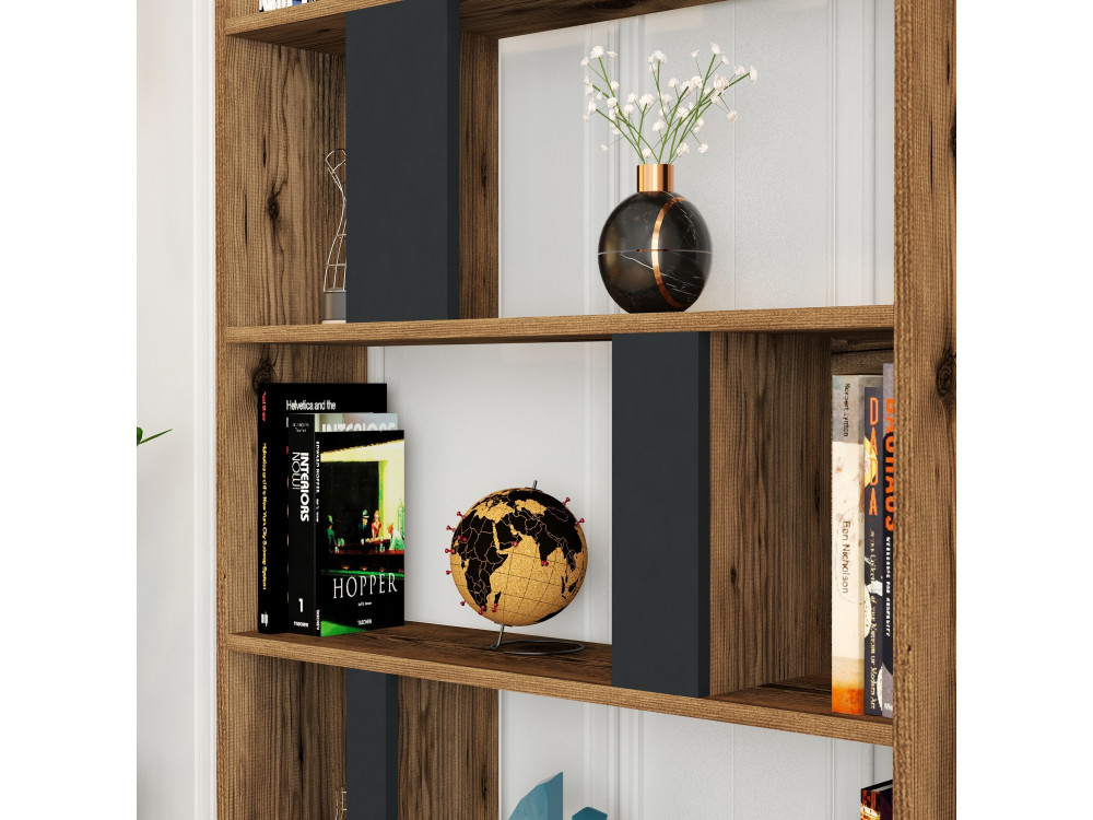 Houten boekenkast "Lima" 90 x 20 x 180 cm - Notelaar