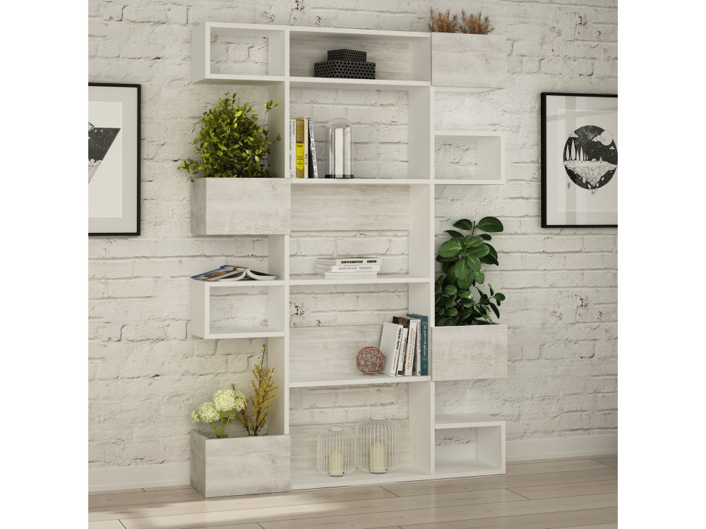 Niho" houten boekenkast 120 x 27 x 171 cm - Wit