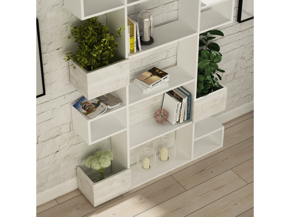 Niho" houten boekenkast 120 x 27 x 171 cm - Wit