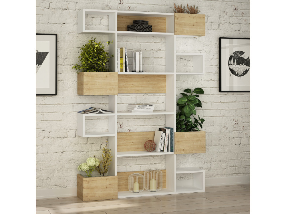 Niho" houten boekenkast 120 x 27 x 171 cm - Wit