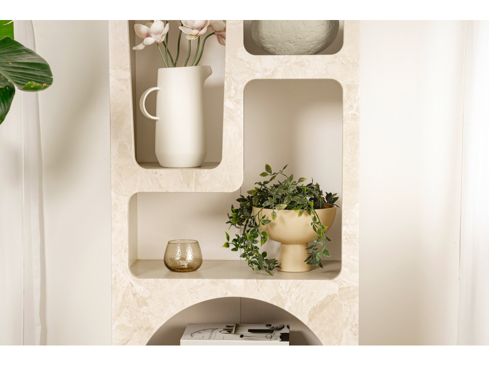 Venüs" houten boekenkast 60 x 32 x 150 cm - travertijn marmer