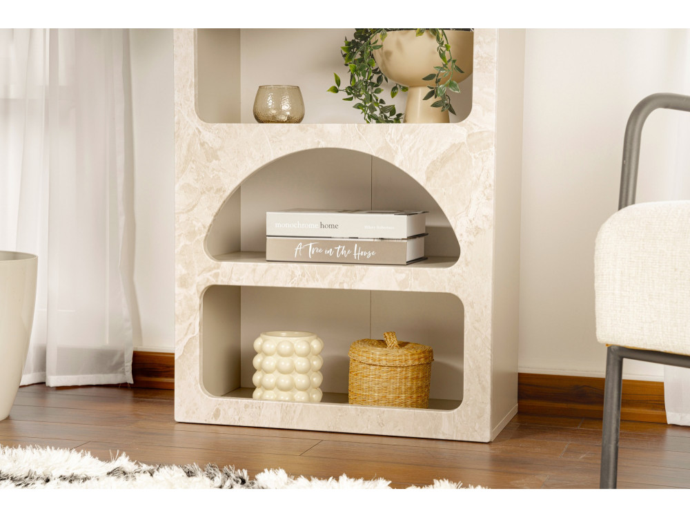 Venüs" houten boekenkast 60 x 32 x 150 cm - travertijn marmer