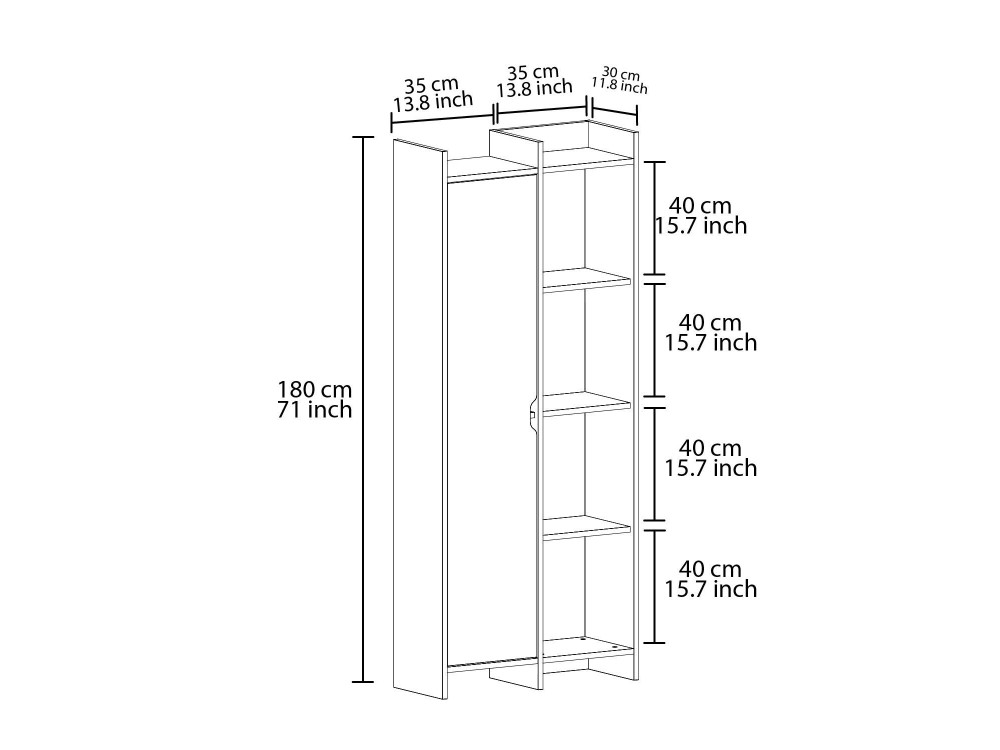 Aanbieding" houten boekenkast 70 x 30 x 180 cm - Antiek notenhout