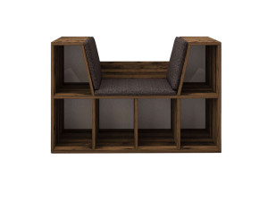Boekenkast "Livora" met houten zitting - 103 x 30 x 63 cm - Bruin