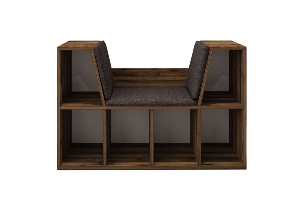Boekenkast "Livora" met houten zitting - 103 x 30 x 63 cm - Bruin