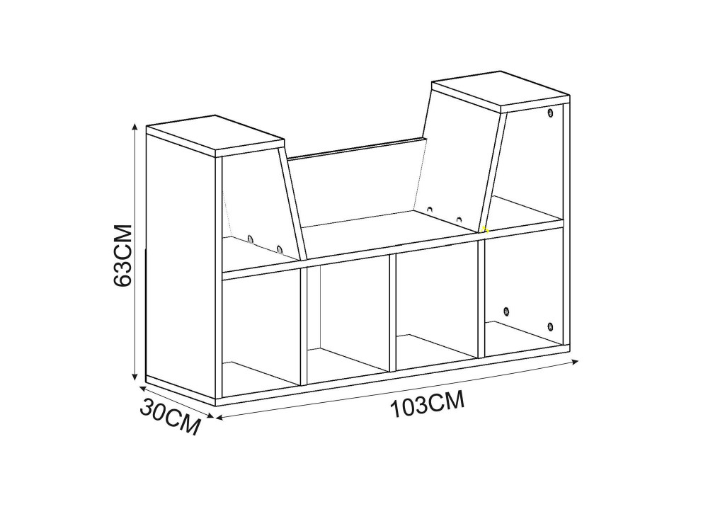 Boekenkast "Livora" met houten zitting - 103 x 30 x 63 cm - Bruin