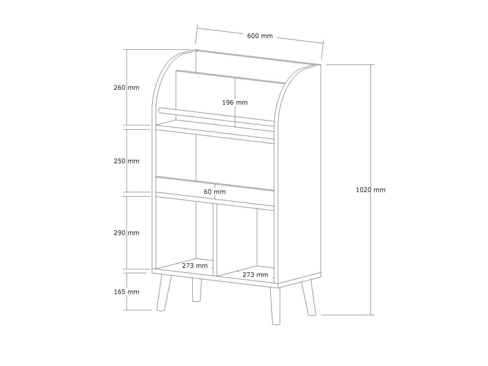 Houten boekenkast "Minola" - 60 x 30 x 102 cm - Wit
