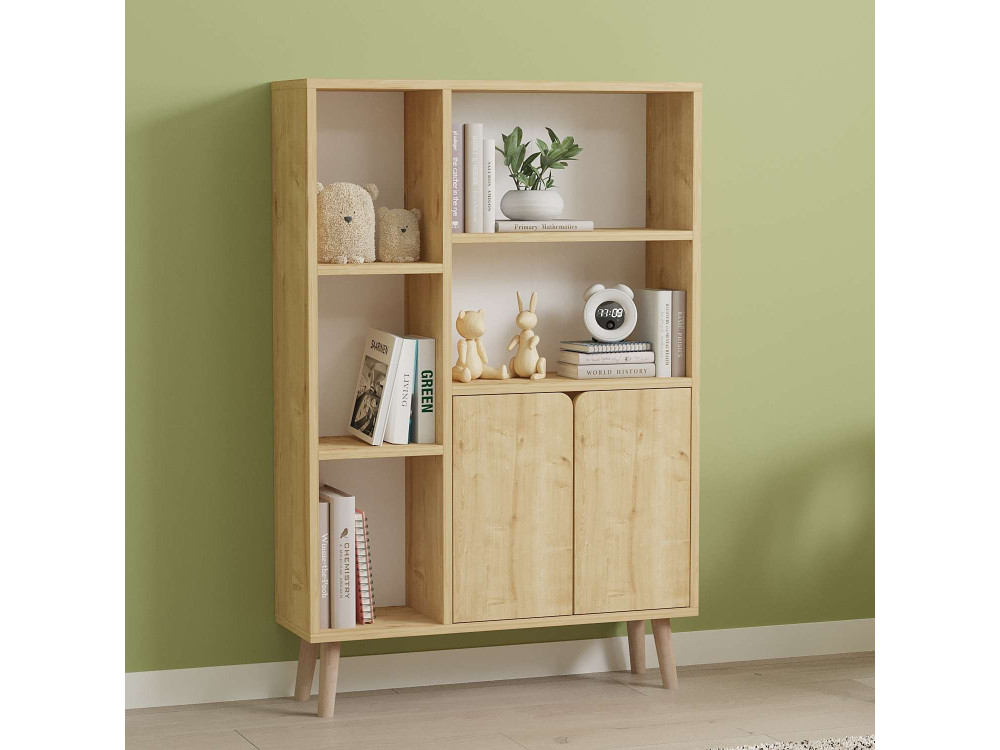 Lumo" houten boekenkast - 80 x 24 x 120 cm - Beige