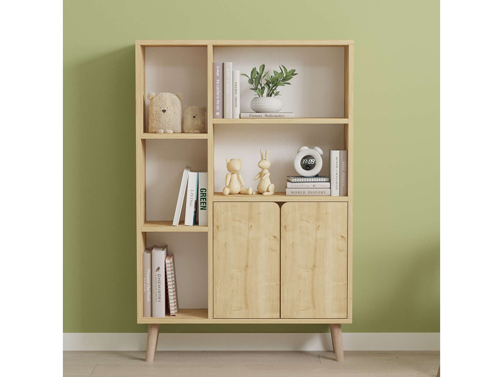 Lumo" houten boekenkast - 80 x 24 x 120 cm - Beige
