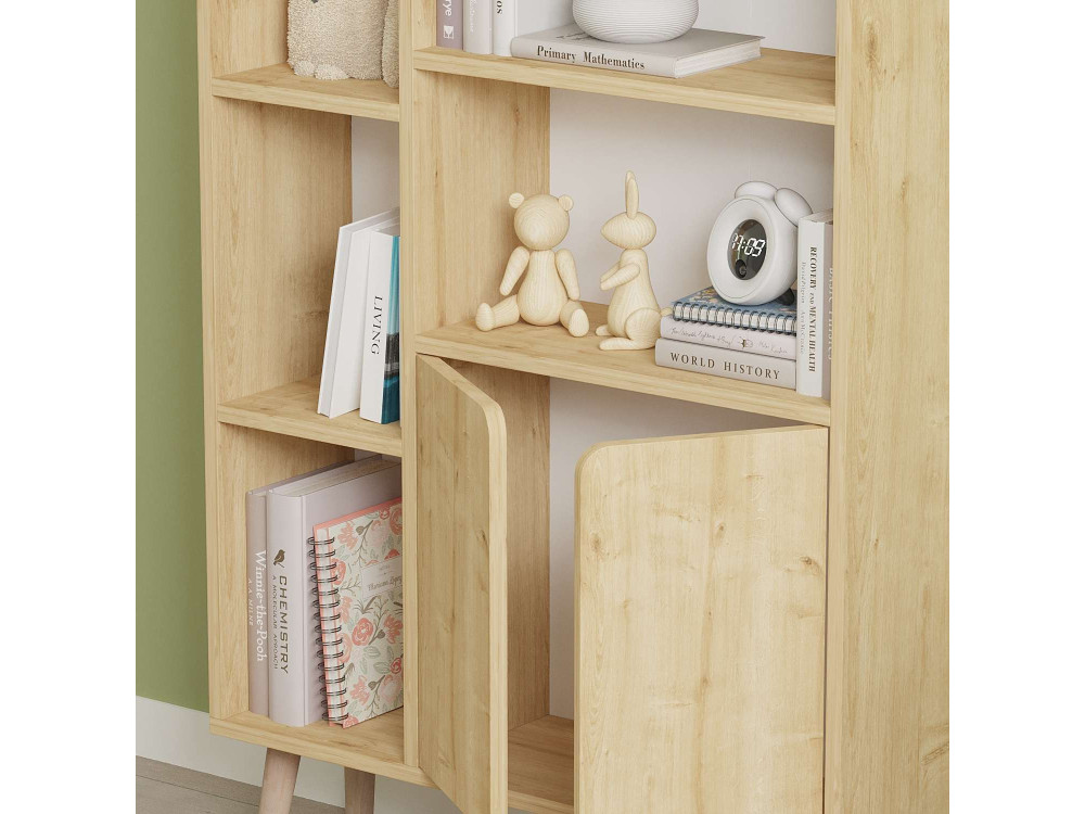 Lumo" houten boekenkast - 80 x 24 x 120 cm - Beige