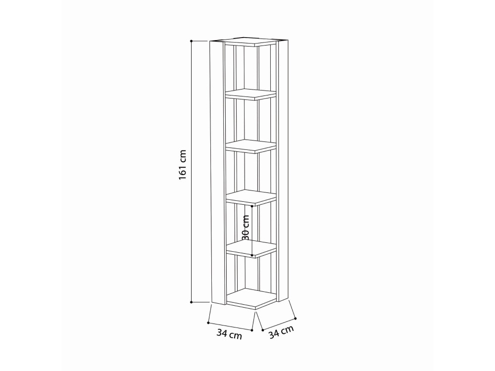 Houten boekenkast "Nati" - 32 x 32 x 161 cm - Bruin