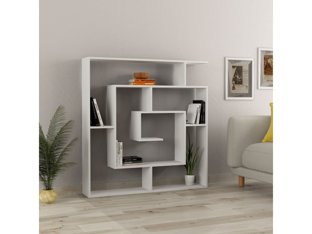 Houten boekenkast "Labirent" - 125 x 22 x 129 cm - Wit