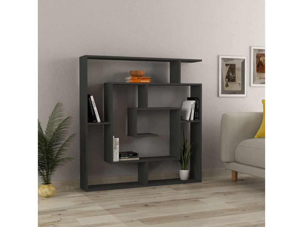 Houten boekenkast "Labirent" - 125 x 22 x 129 cm - Antracietgrijs