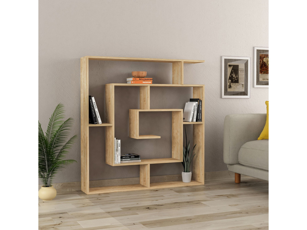 Houten boekenkast "Labirent" - 125 x 22 x 129 cm - Beige