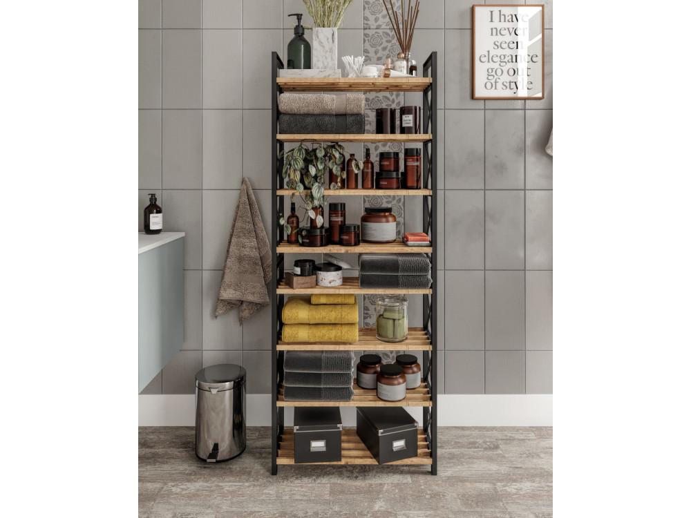 Plastic" houten boekenkast - 46 x 18 x 128 cm - Zwart