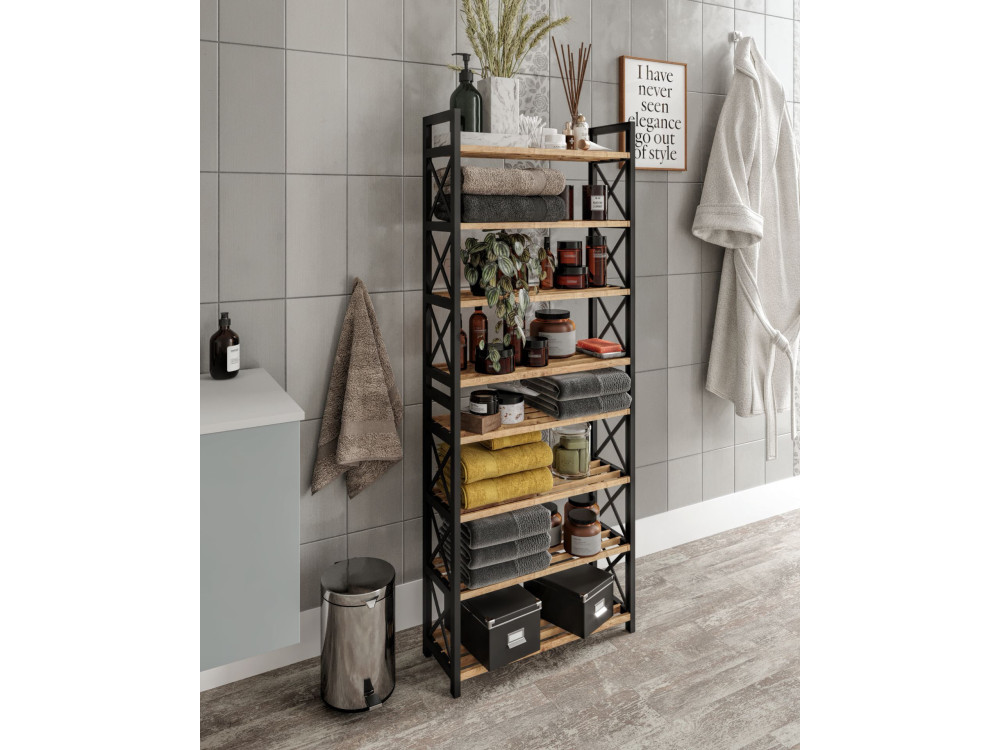 Plastic" houten boekenkast - 46 x 18 x 128 cm - Zwart