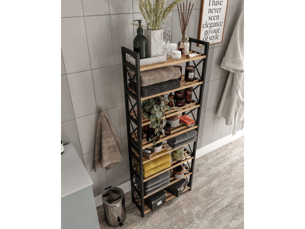 Plastic" houten boekenkast - 46 x 18 x 128 cm - Zwart