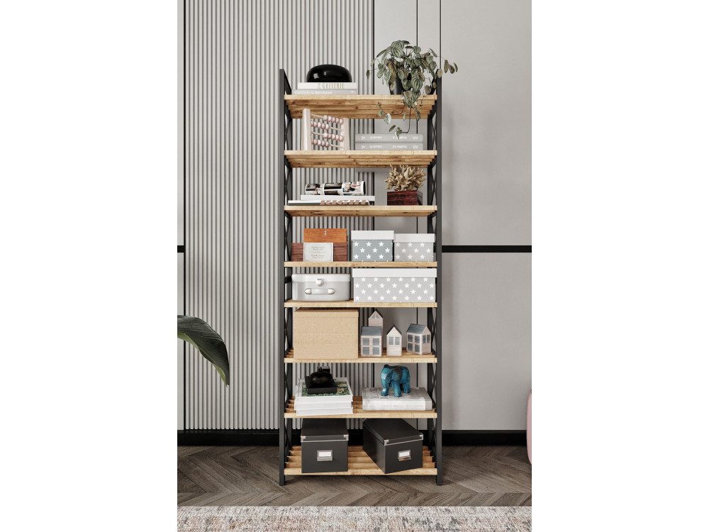 Plastic" houten boekenkast - 46 x 18 x 128 cm - Zwart