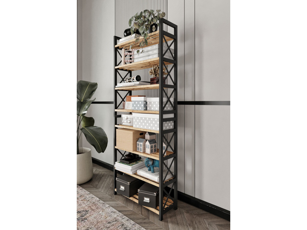 Plastic" houten boekenkast - 46 x 18 x 128 cm - Zwart