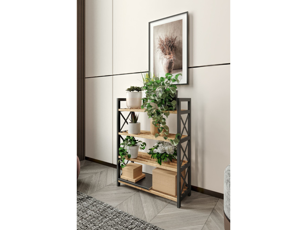 Plastic" houten boekenkast - 46 x 18 x 64 cm - Zwart