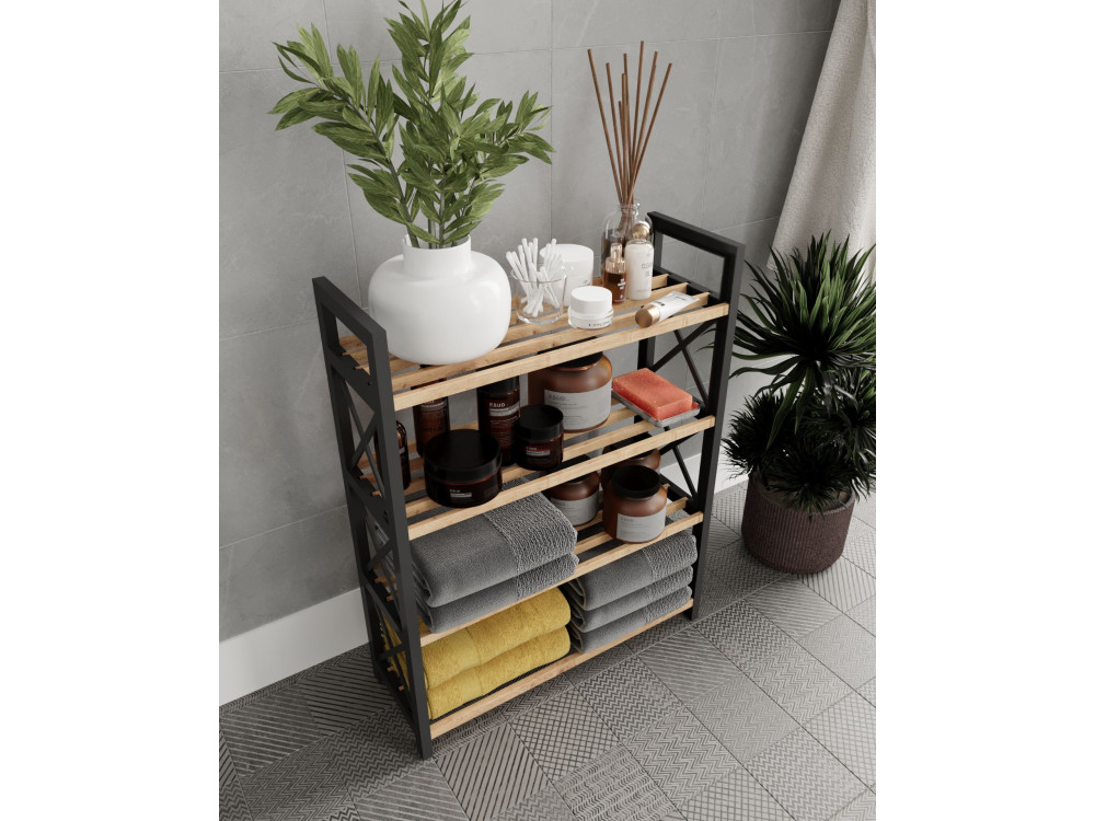 Plastic" houten boekenkast - 46 x 18 x 64 cm - Zwart
