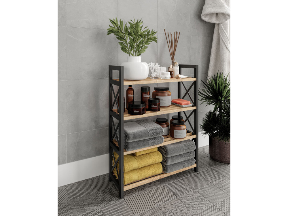 Plastic" houten boekenkast - 46 x 18 x 64 cm - Zwart