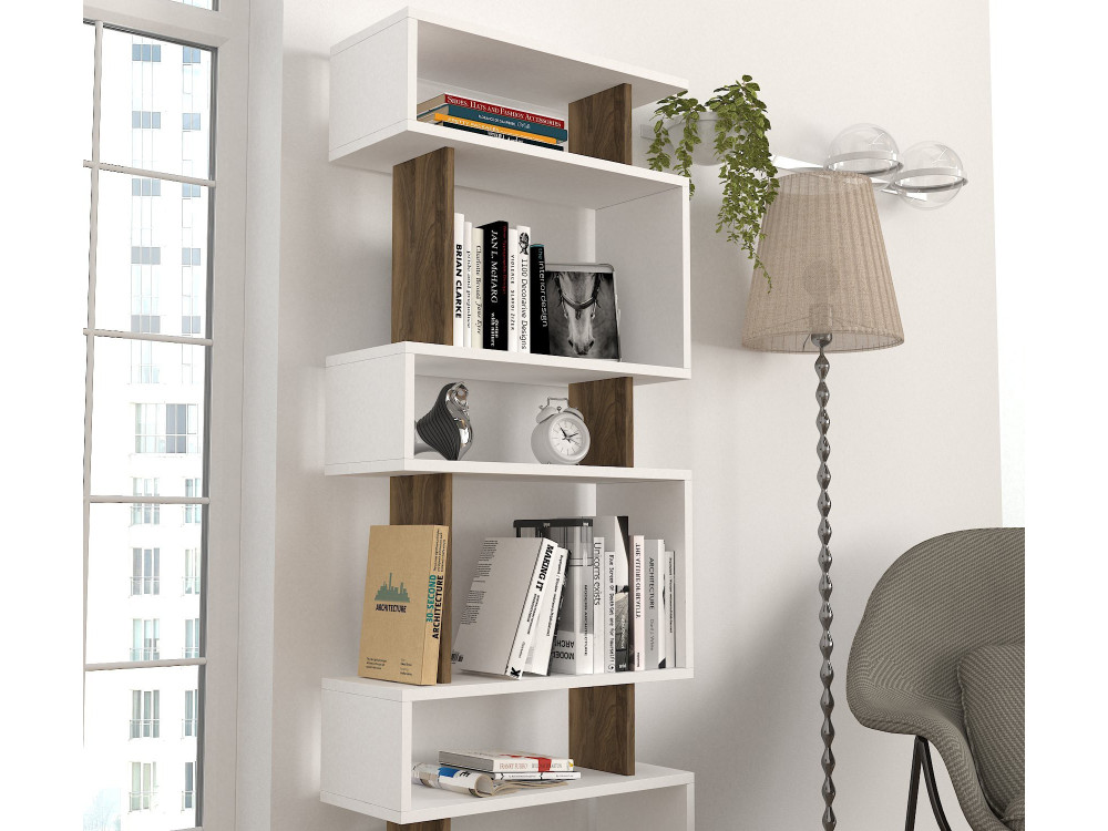 Blok" houten boekenkast - 60 x 19 x 165 cm - Bruin