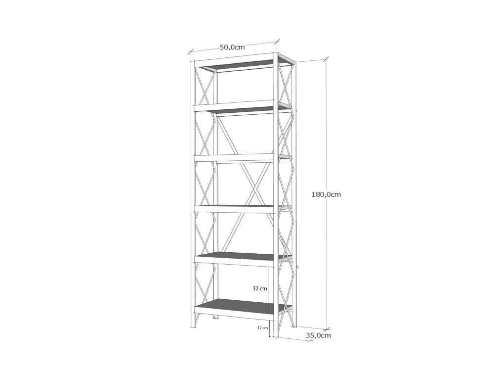 Houten boekenkast "Suadiye" - 50 x 30 x 180 cm - Bruin
