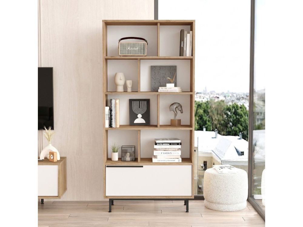ON4-SW" houten boekenkast - 84 x 30 x 176 cm - Wit